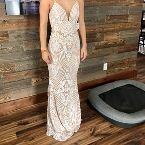 White/nude prom dress